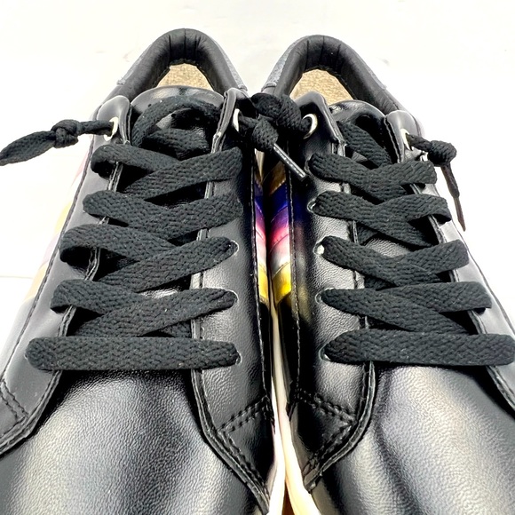 VINTAGE HAVANA, TENNIS SHOES,BLACK WITH RAINBOW SHINY STRIPES ON THE SIDE SIZE 6 - Picture 8 of 15